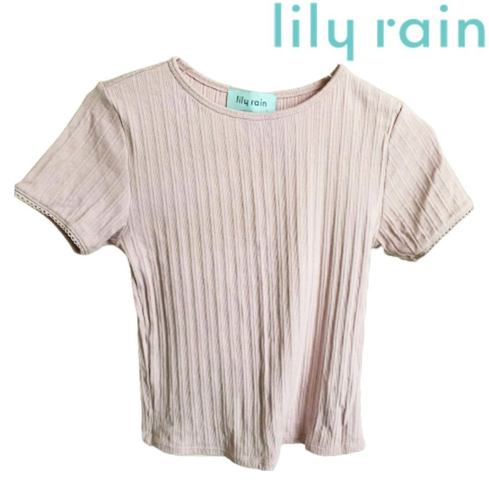 LILY Rain Basic Ladies Ribbed Pink Tee Women's Top Comes With Bag.